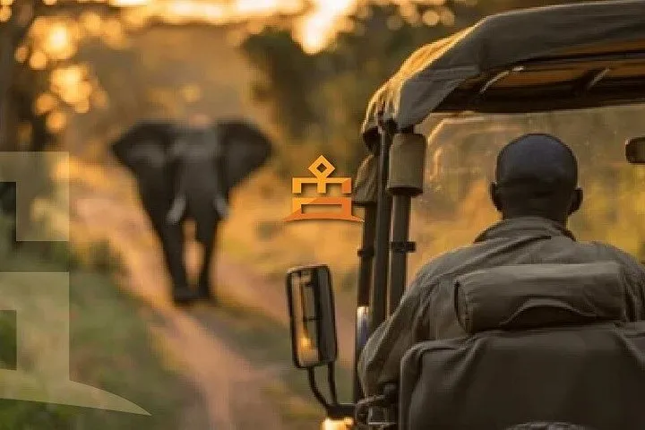 Full day Pilanesberg safari with elephants crossing the road