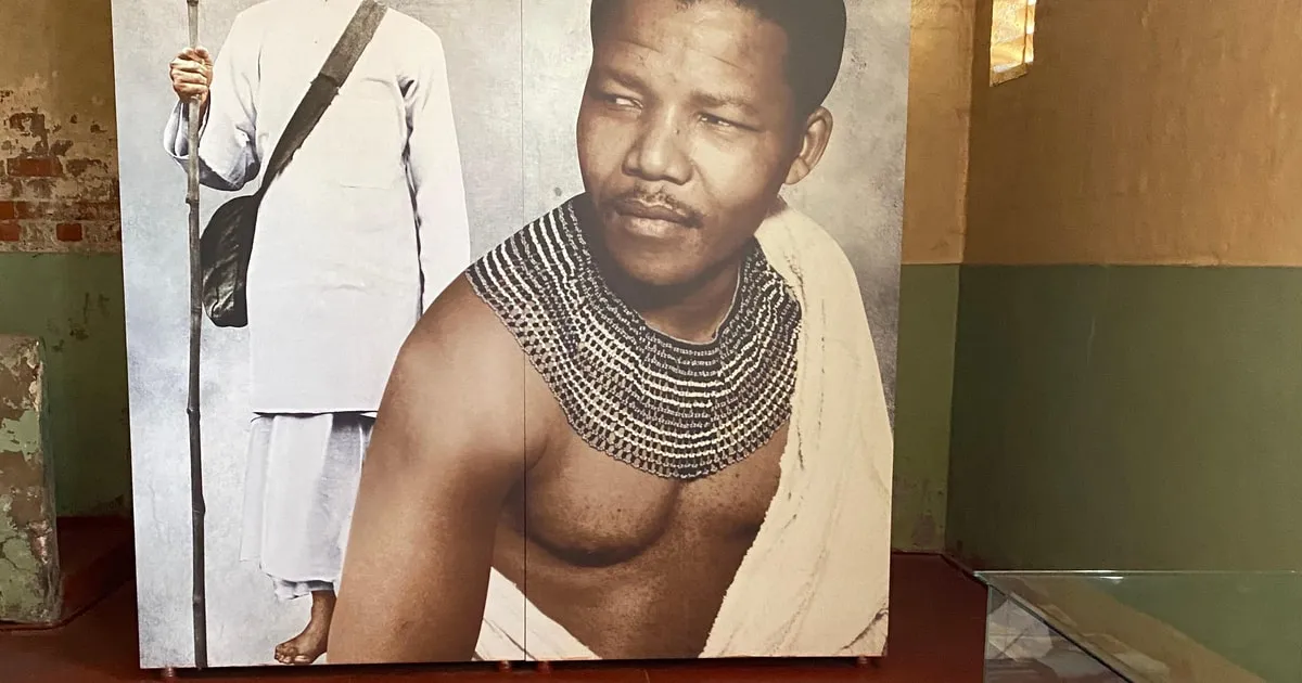 Visitors inside the Apartheid Museum's exhibit halls on a half day tour