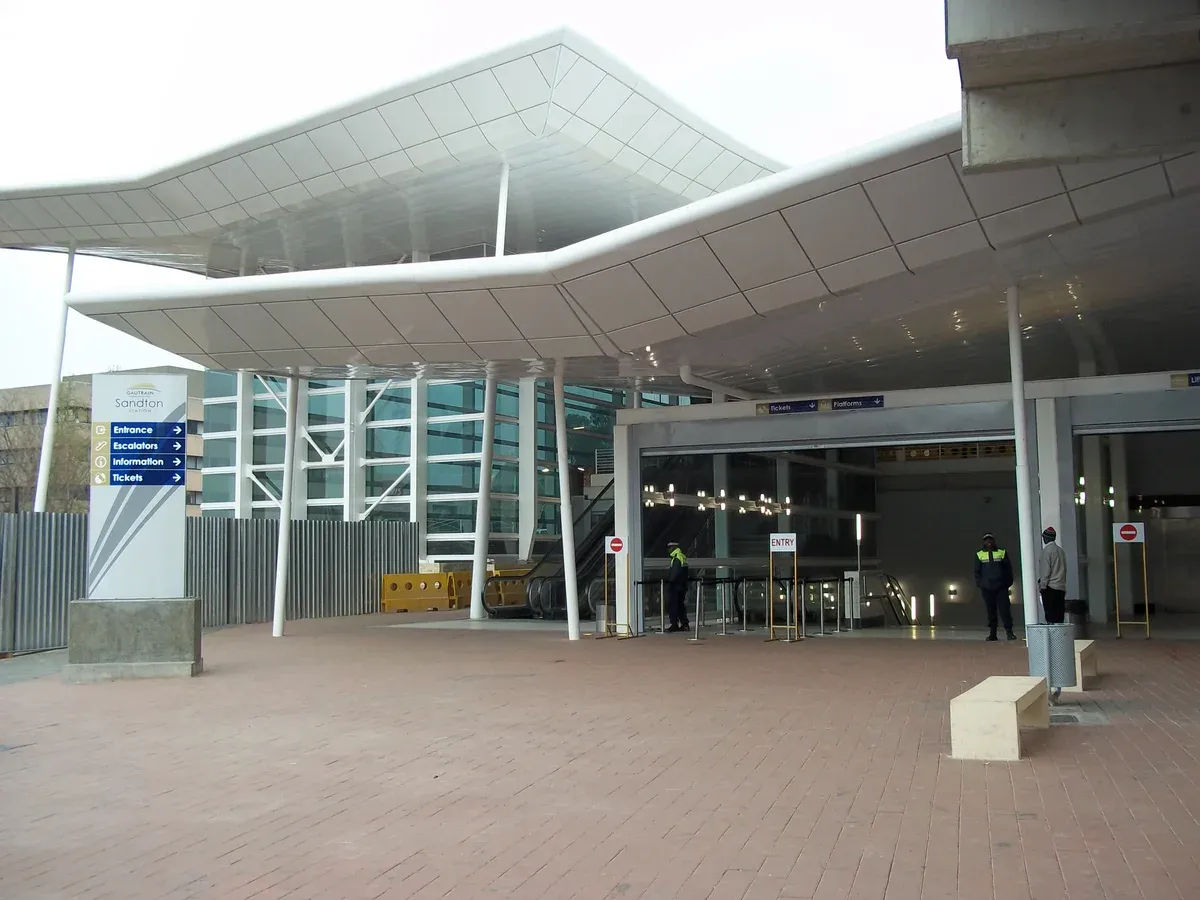 The street entrance to Gautrain Sandton station in Sandton