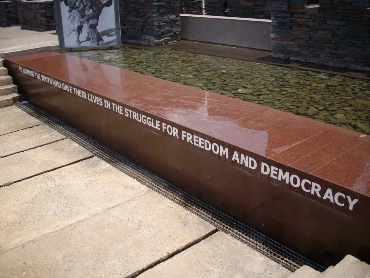 The fountain and grounds outside the Hector Pieterson Museum in Orlando West, Soweto